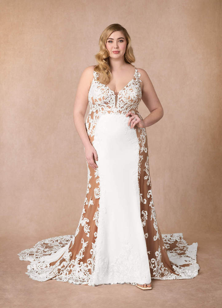 elyessen  Stretch Diamond White Mermaid Sequins Stretch Crepe Dress