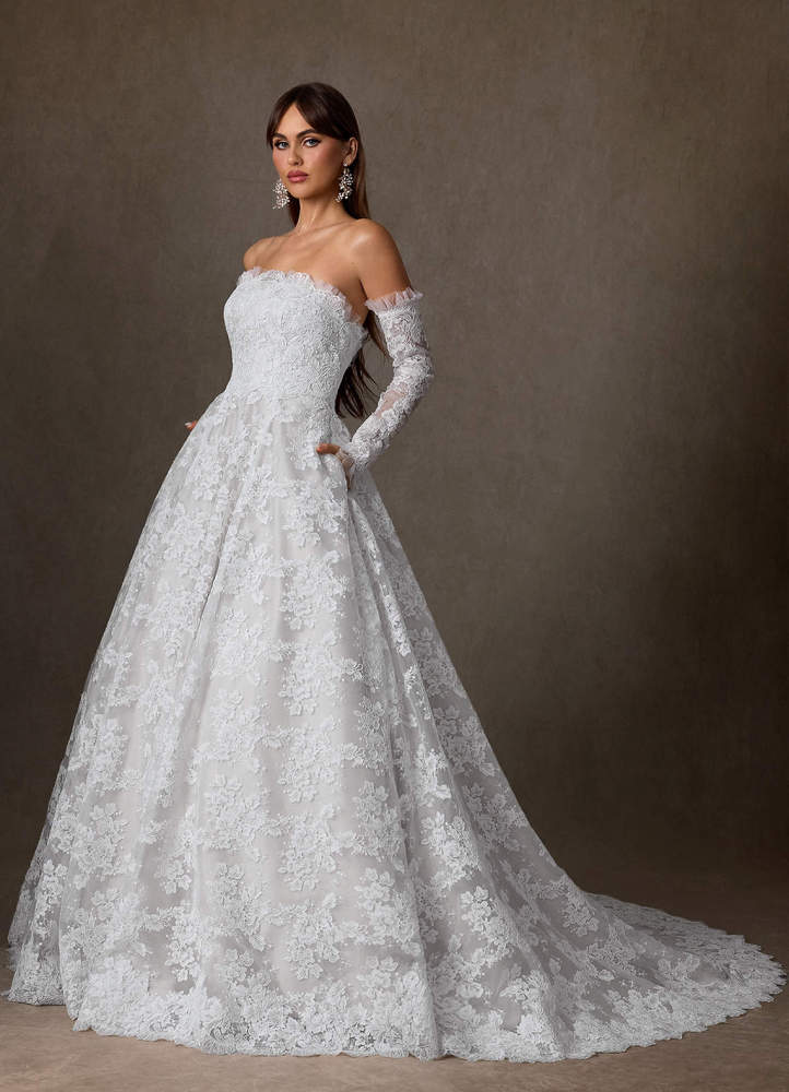 elyessen Hinata Two-Piece Diamond White Ball-Gown Strapless Lace Dress