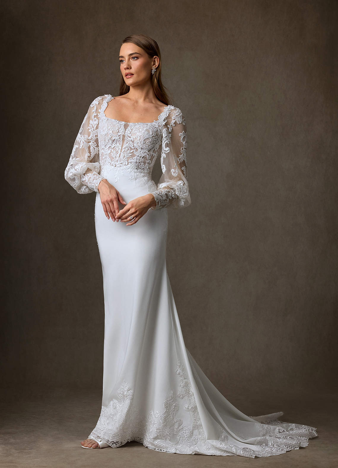 elyessen Diamond White Mermaid Lace Dress