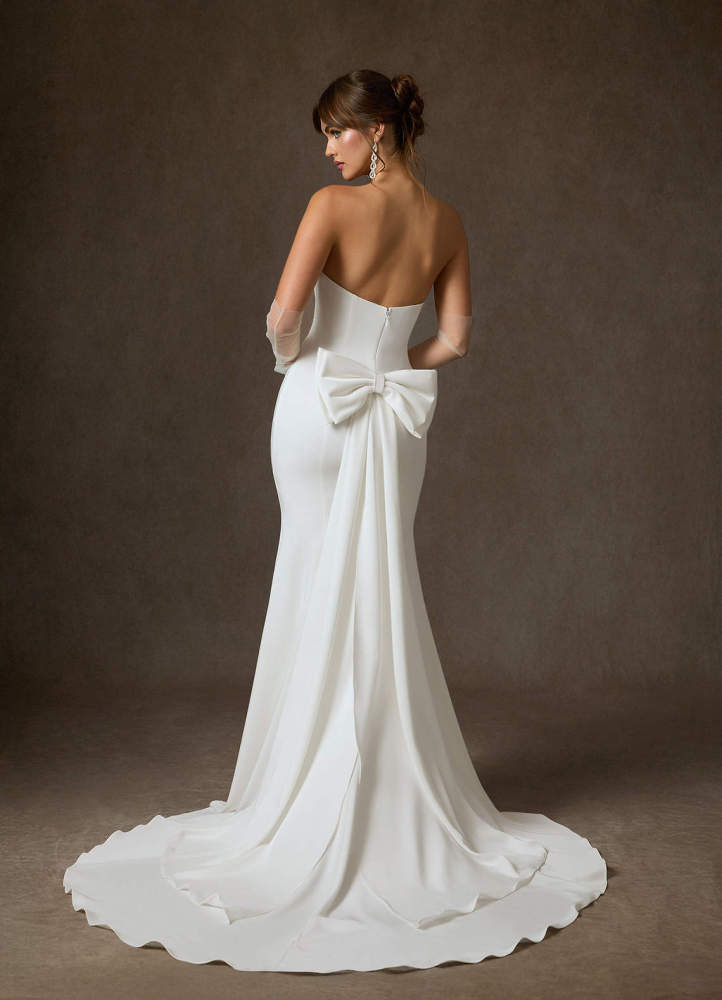 elyessen Colette Diamond White Fit and Flare Strapless Crepe Back Satin Dress