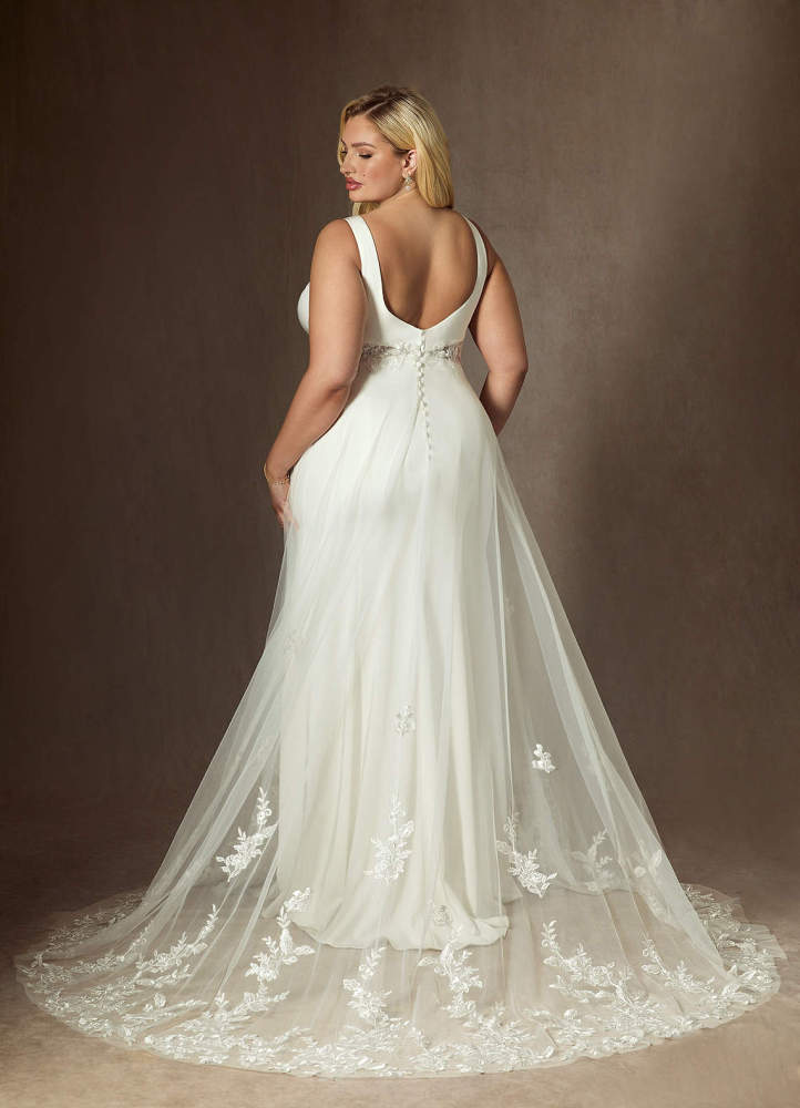 elyessen Diamond White A-Line Sequins Crepe Back Satin Dress