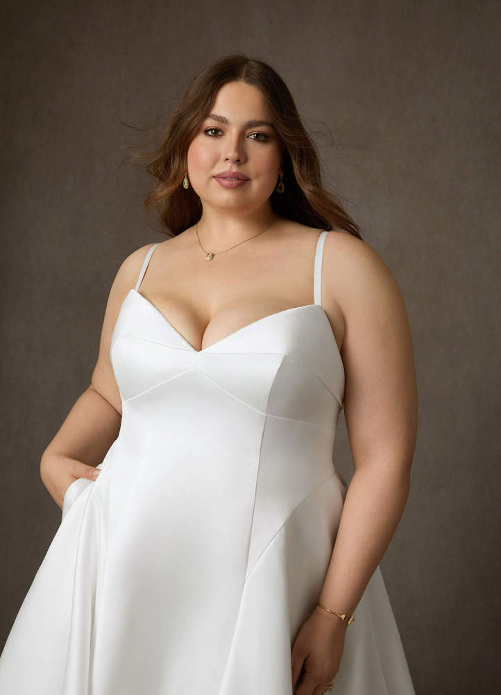 elyessen  Diamond White A-Line Strapless Satin Dress