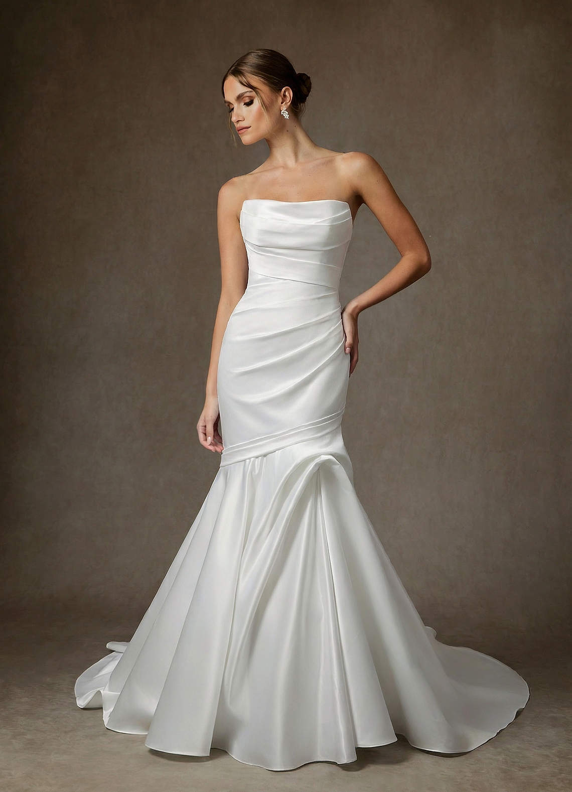 elyessen Abelia Diamond White Mermaid Strapless Satin Dress