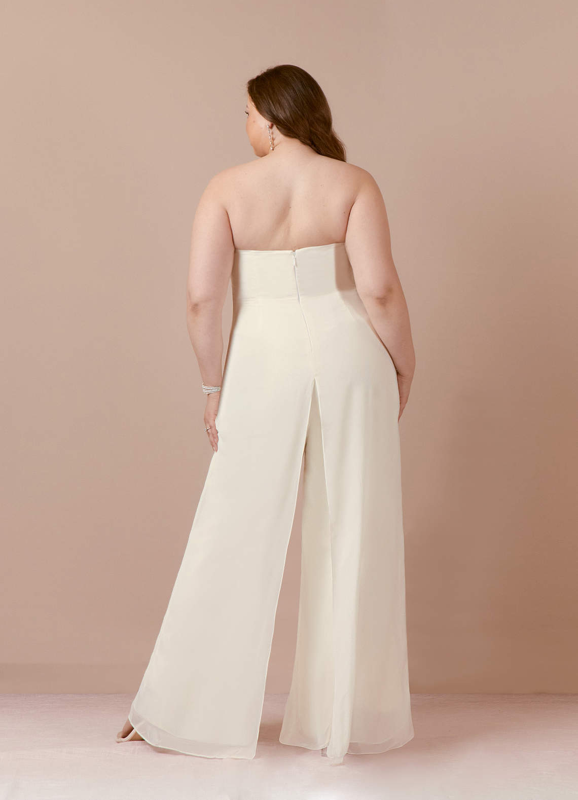 elyessen  Diamond White Pant Styles Strapless Chiffon Dress