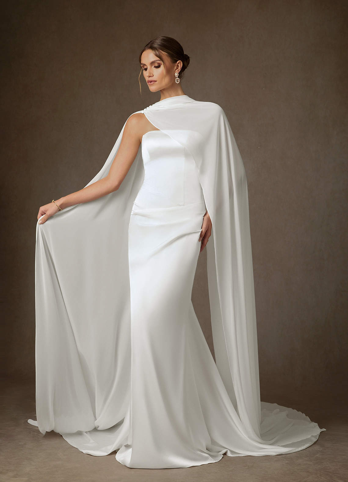 elyessen Begonia Stretch Diamond White Sheath Strapless Stretch Satin Dress