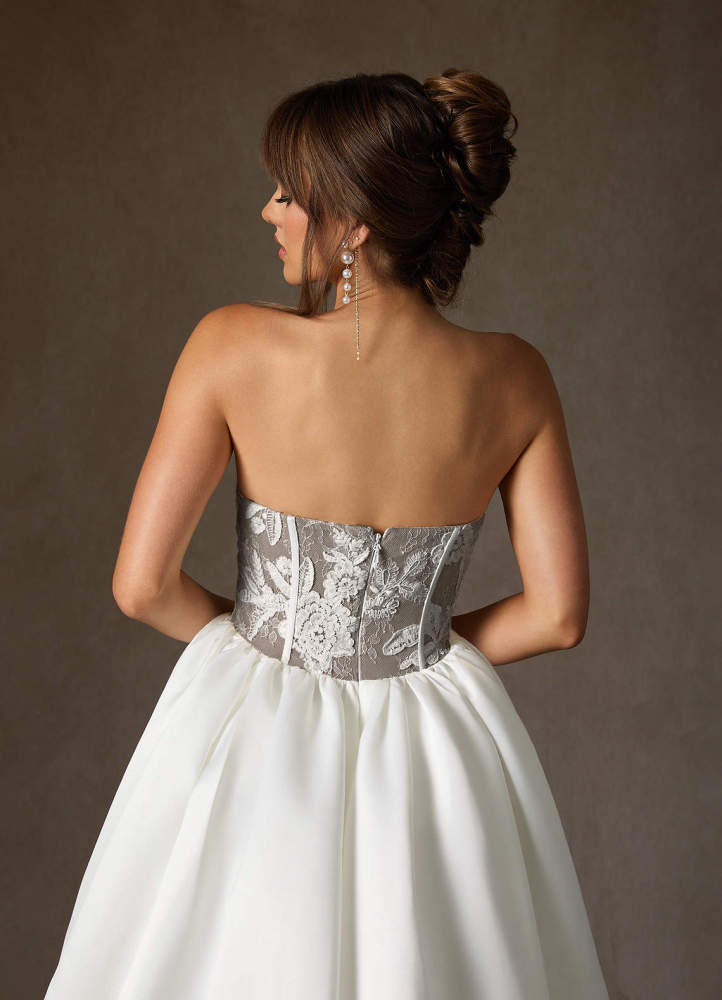 elyessen  Diamond White Ball-Gown Strapless Lace Dress