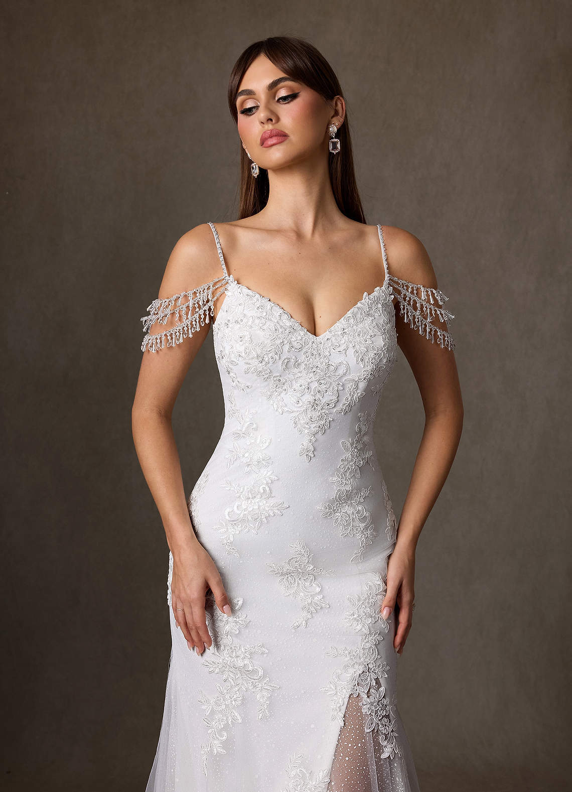 elyessen Saskia Diamond White Mermaid Sequins Tulle Dress