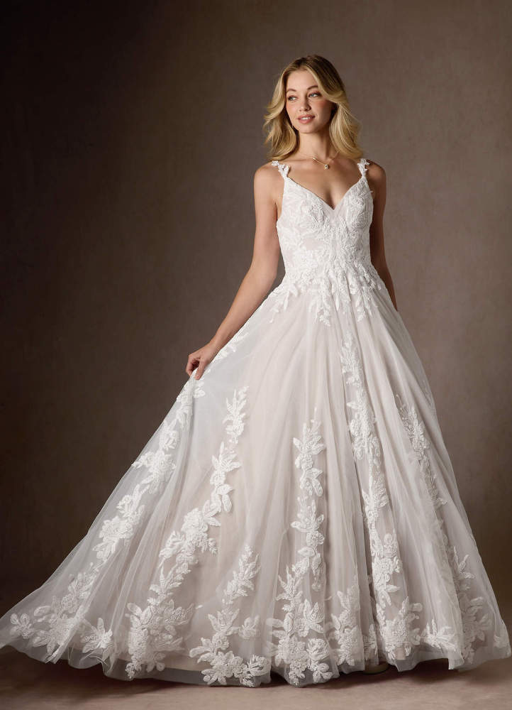 elyessen  Diamond White A-Line V-Neck Sequins Tulle Dress