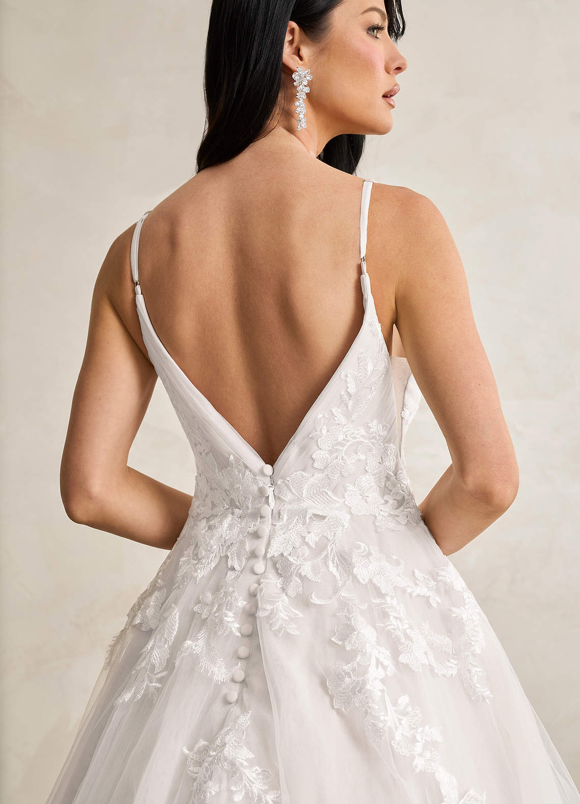 elyessen Rhodes Diamond White A-Line V-Neck Sequins Tulle Dress