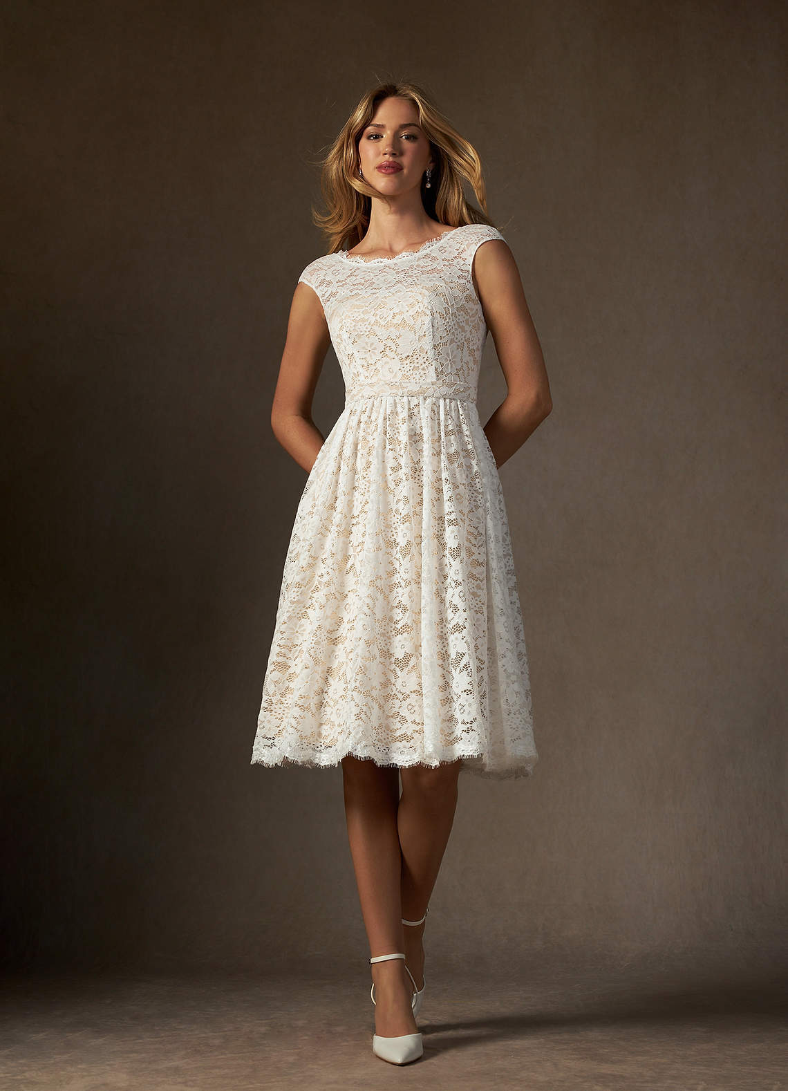 elyessen Ginnie Diamond White A-Line Lace Dress