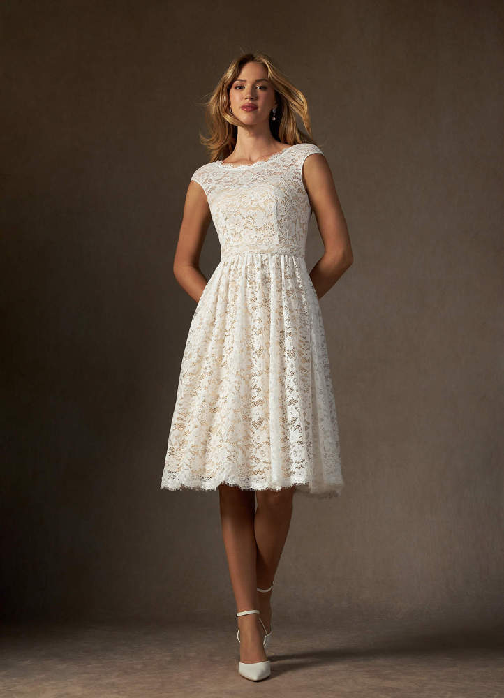 elyessen Ginnie Diamond White A-Line Lace Dress