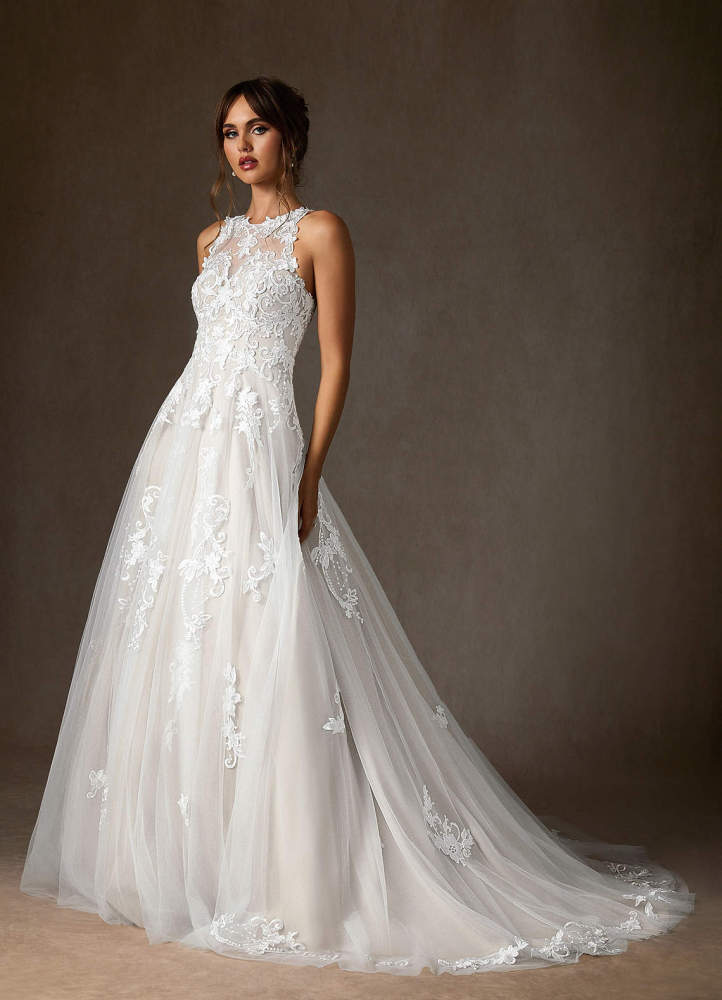 elyessen Melrose Diamond White A-Line Sweetheart Lace Tulle Dress