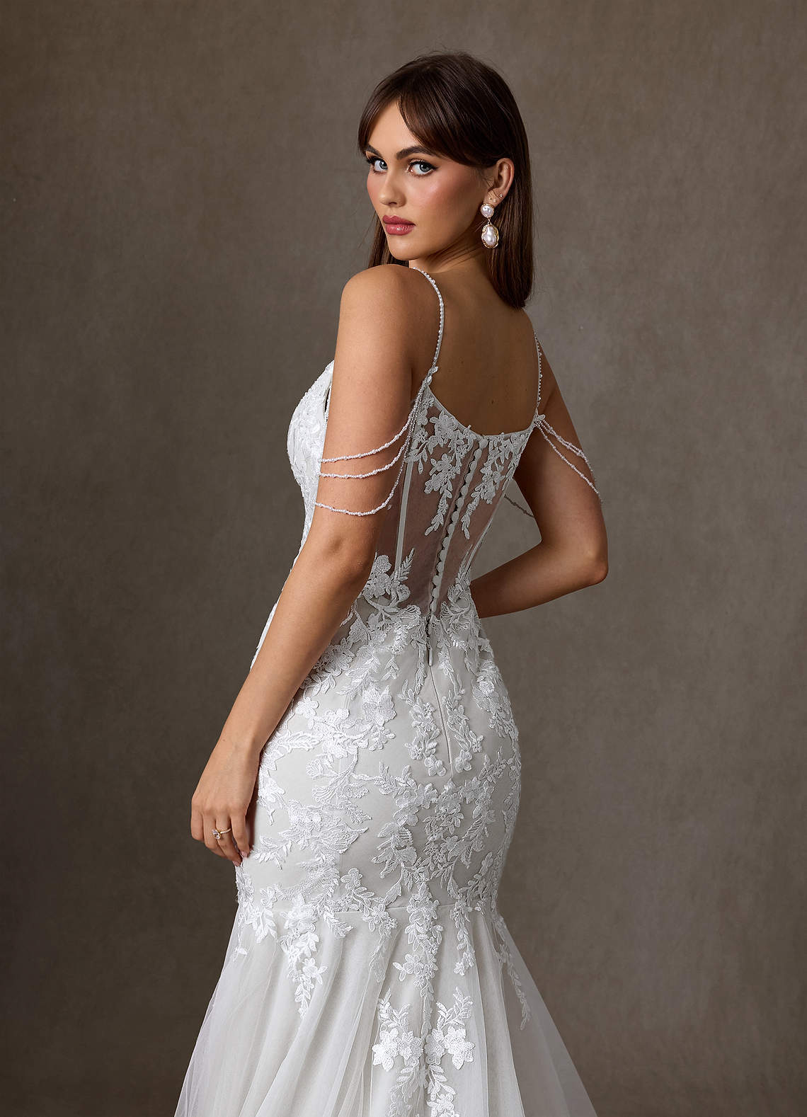 elyessen Denise Diamond White Mermaid Sequins Tulle Dress