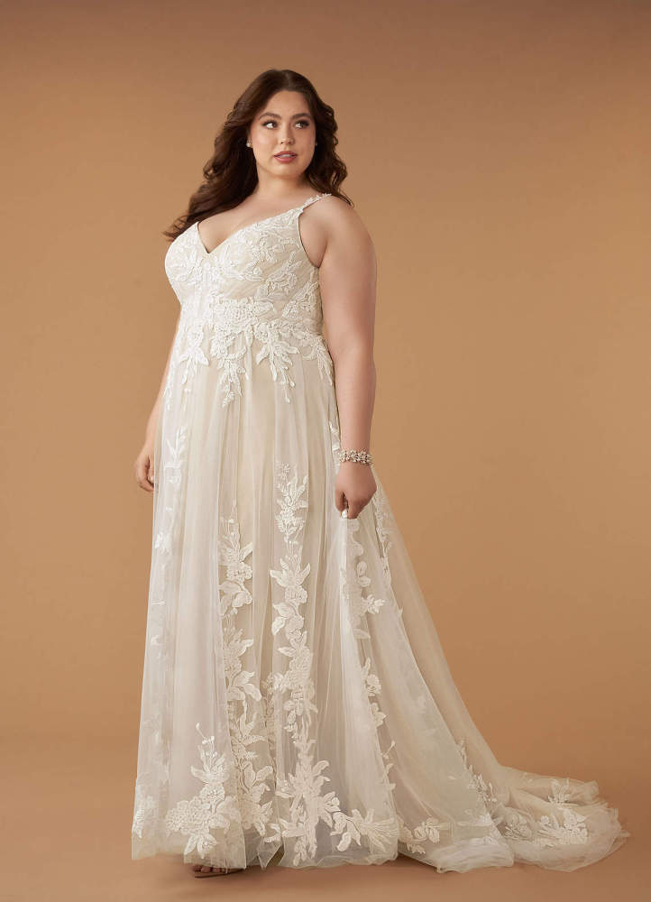 elyessen  Diamond White A-Line V-Neck Sequins Tulle Dress