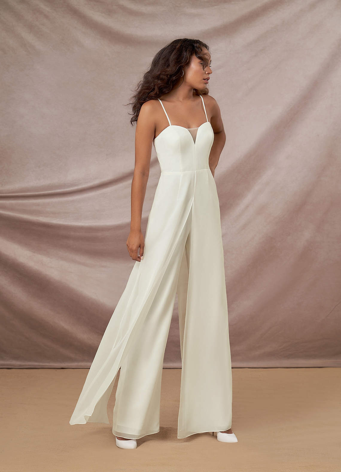 elyessen  Diamond White Pant Styles Strapless Chiffon Dress