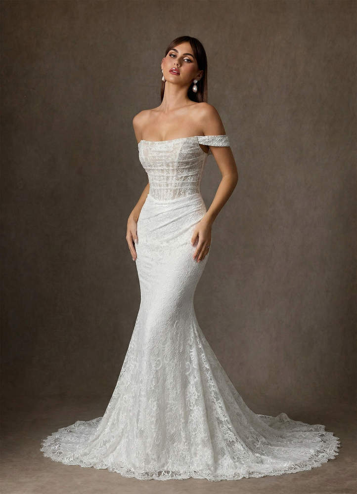 elyessen Idalis Diamond White Mermaid Lace Dress