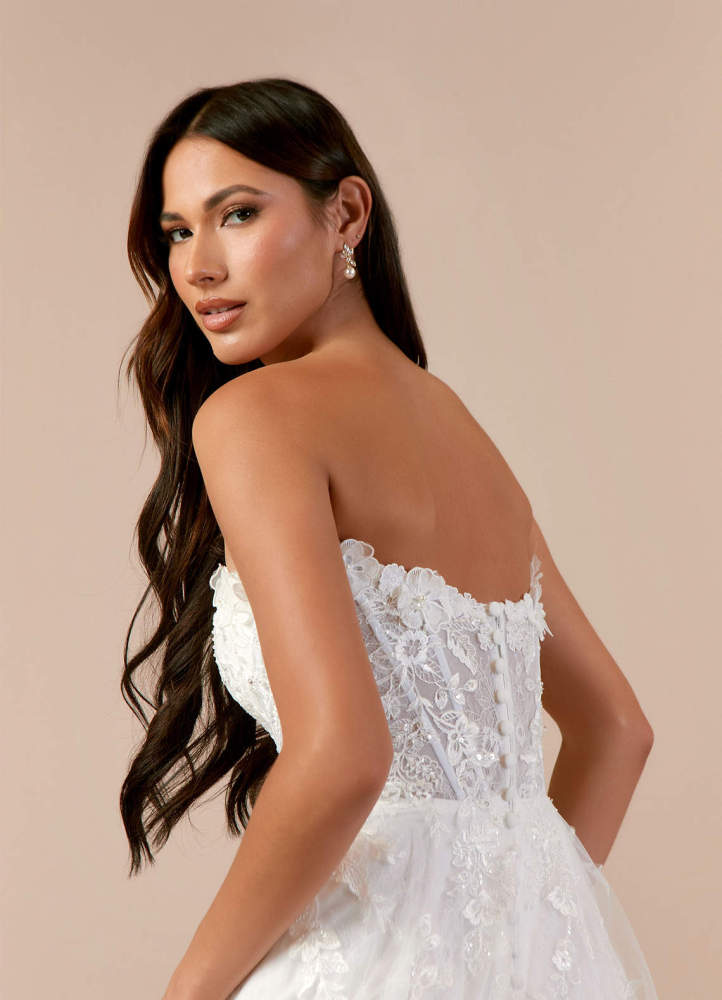 elyessen Diamond White A-Line Sweetheart Sequins Tulle Dress