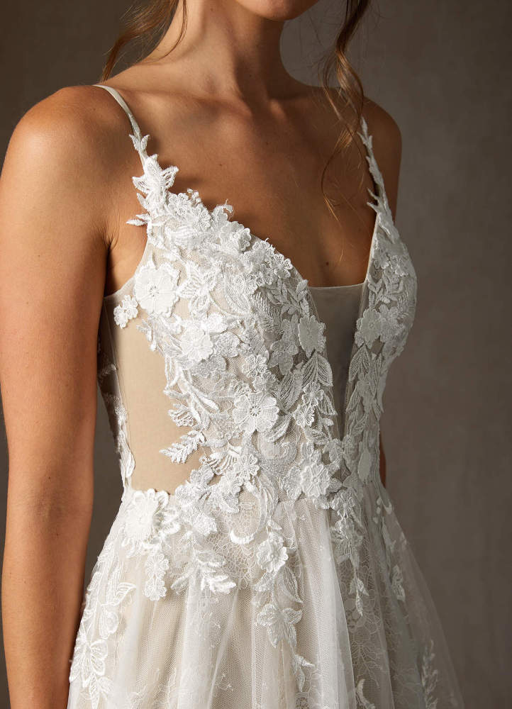 elyessen  Diamond White A-Line Lace Tulle Dress