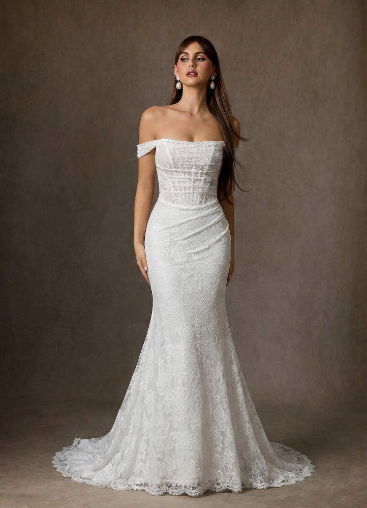 elyessen Idalis Diamond White Mermaid Lace Dress