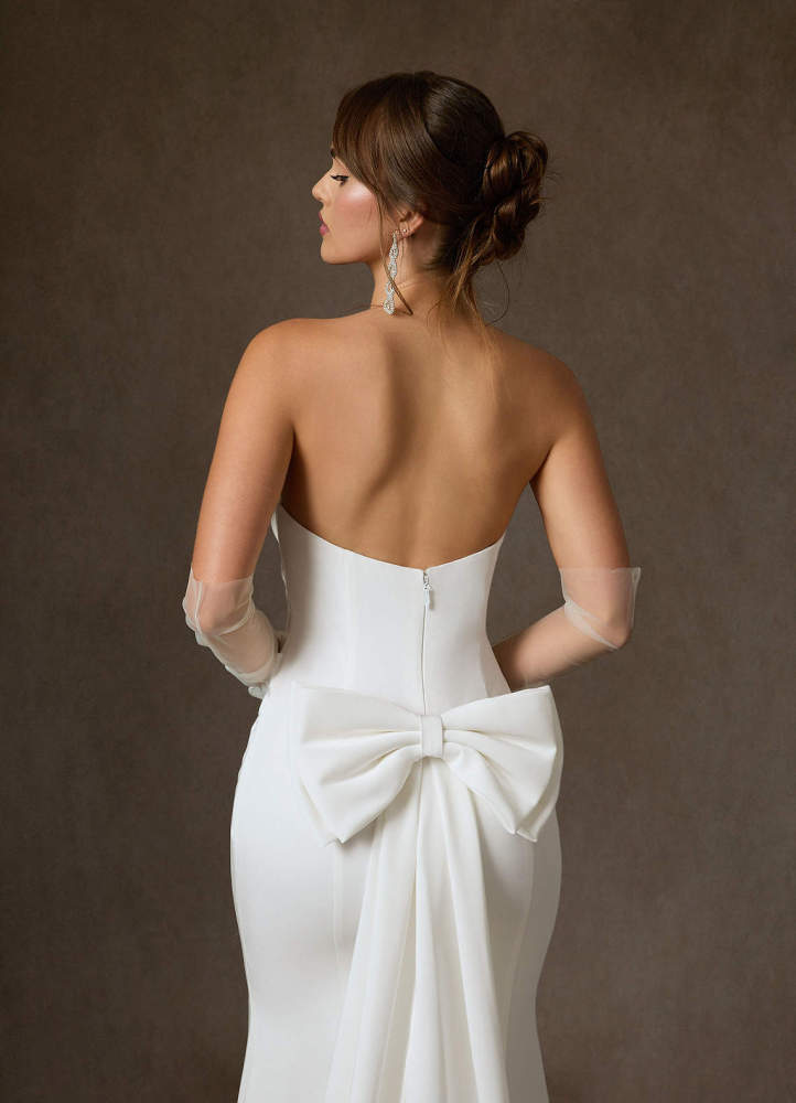 elyessen Colette Diamond White Fit and Flare Strapless Crepe Back Satin Dress