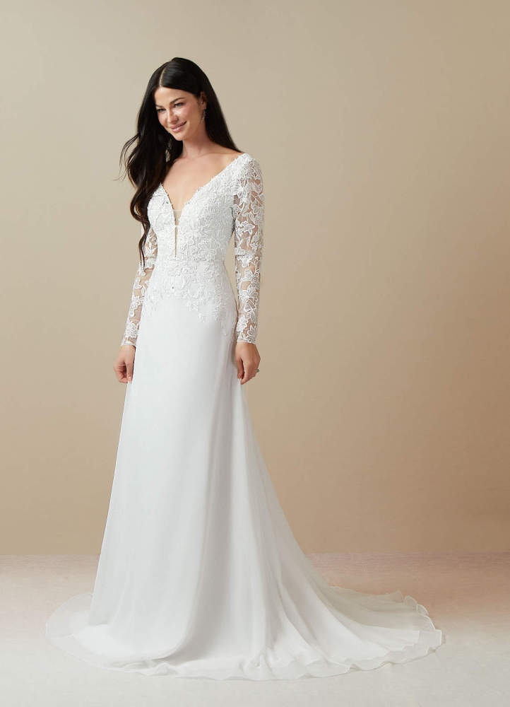 elyessen Fleur Diamond White A-Line Sequins Chiffon Dress