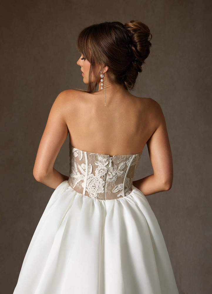 elyessen  Diamond White Ball-Gown Strapless Lace Dress