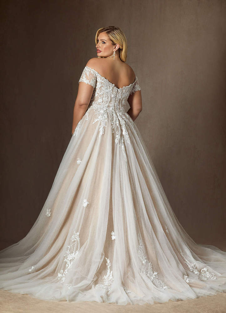 elyessen  Diamond White Ball-Gown Off the Shoulder Tulle Dress