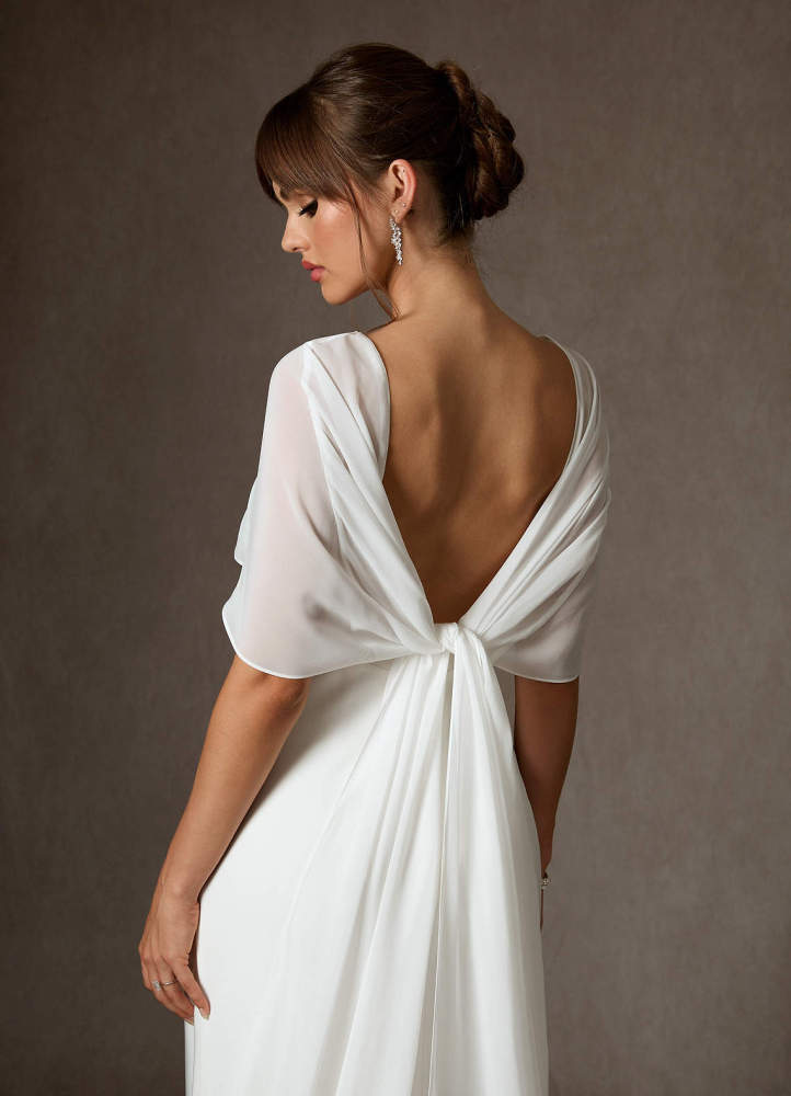 elyessen Caity Diamond White Fit and Flare Crepe Back Satin Dress