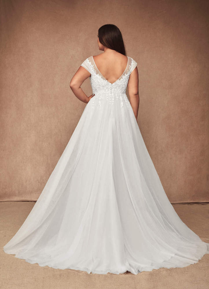 elyessen Bellisima Diamond White A-Line V-Neck Tulle Dress