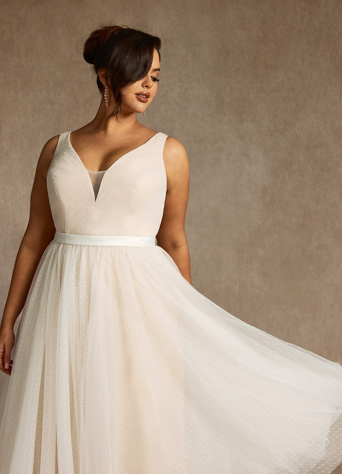 elyessen Diamond White A-Line Bow Tulle Dress