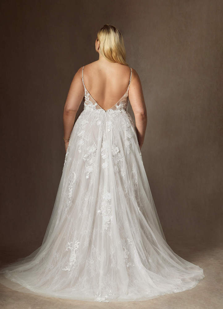 elyessen Monda Diamond White A-Line Lace Tulle Dress