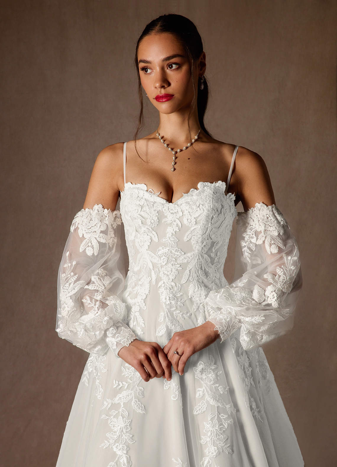 elyessen Madeleine Diamond White Ball-Gown Strapless Lace Dress