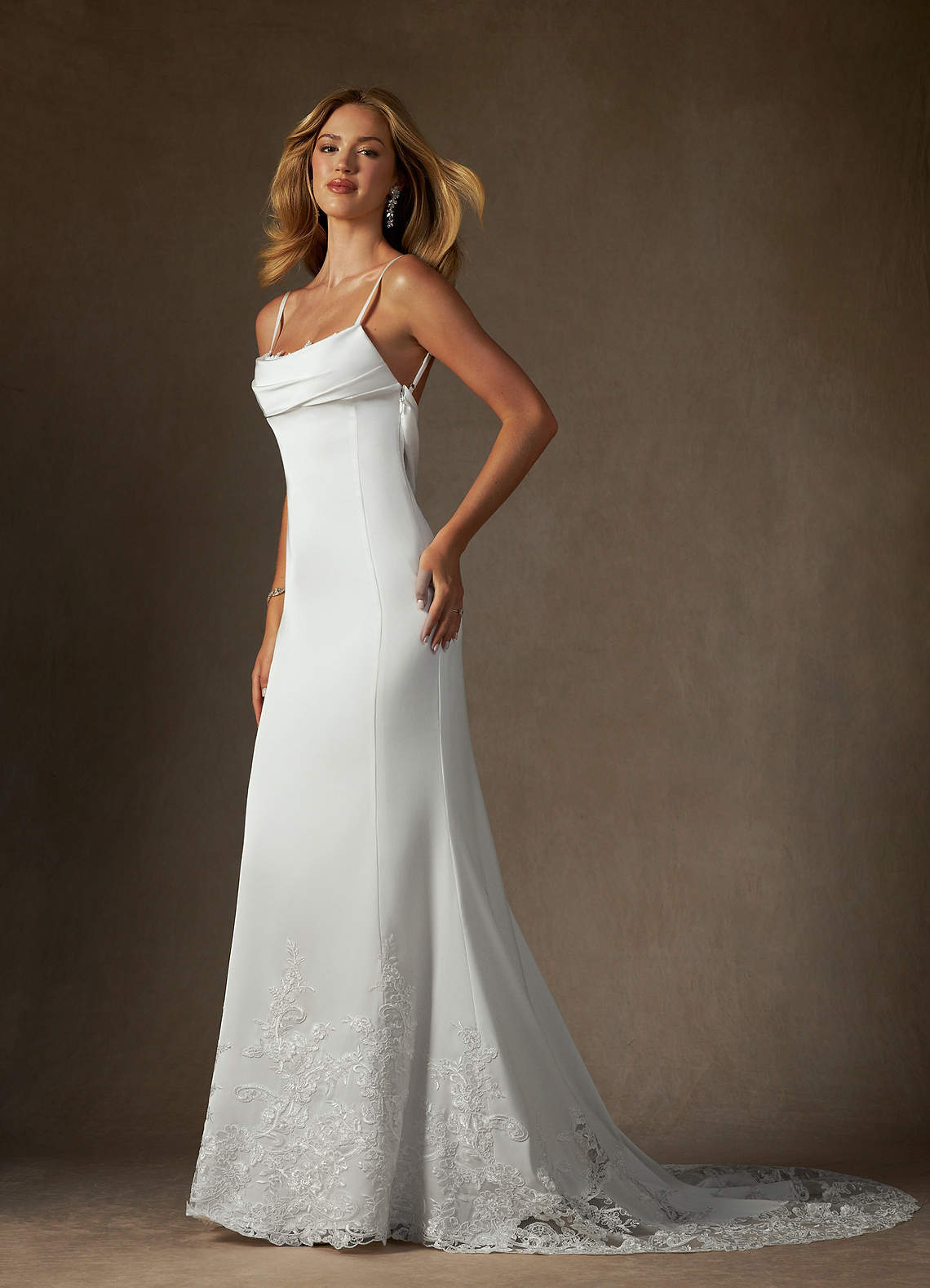 elyessen Eliora Stretch Diamond White Fit and Flare Stretch Satin Dress