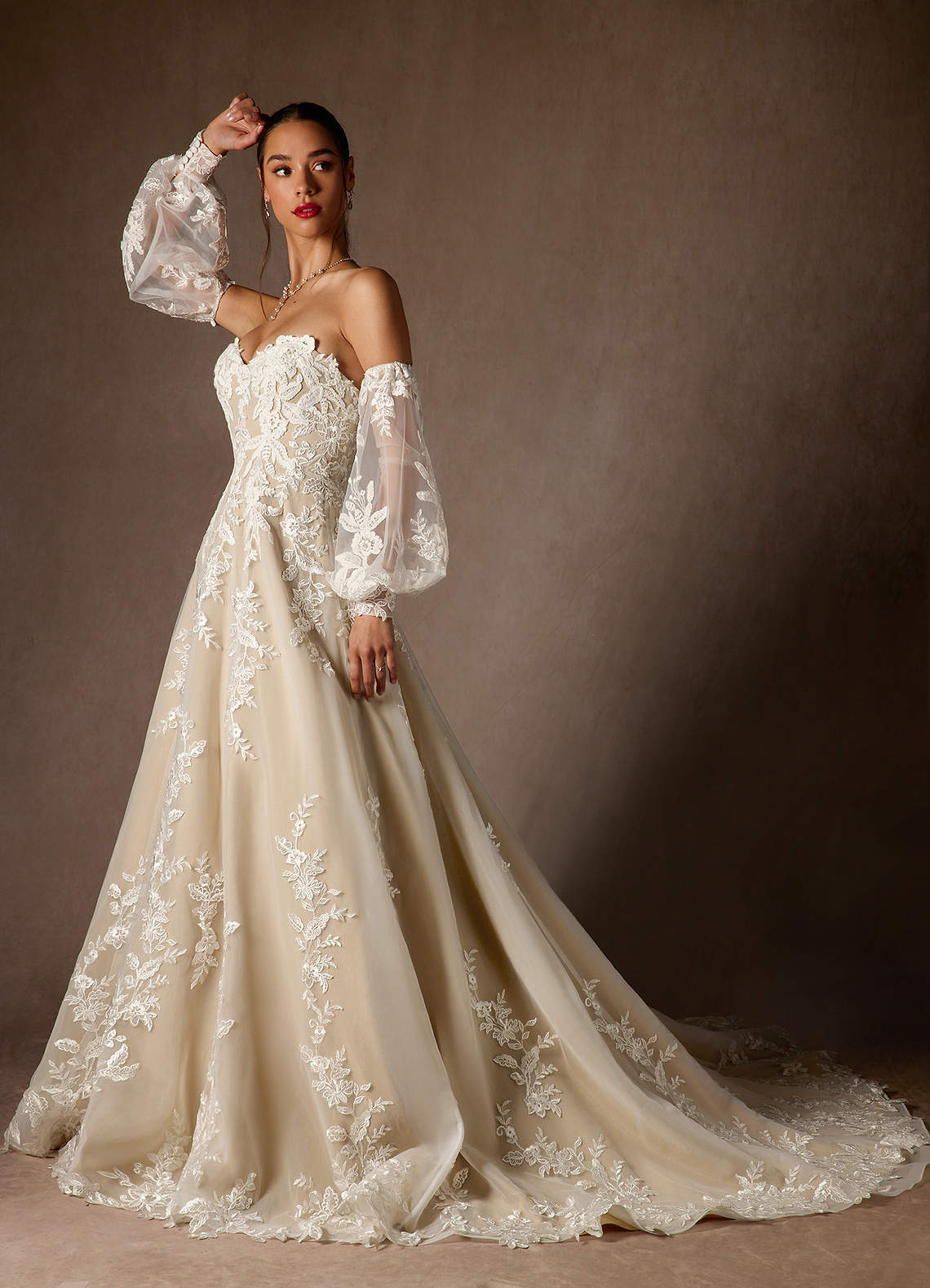 elyessen Madeleine Diamond White Ball-Gown Strapless Lace Dress