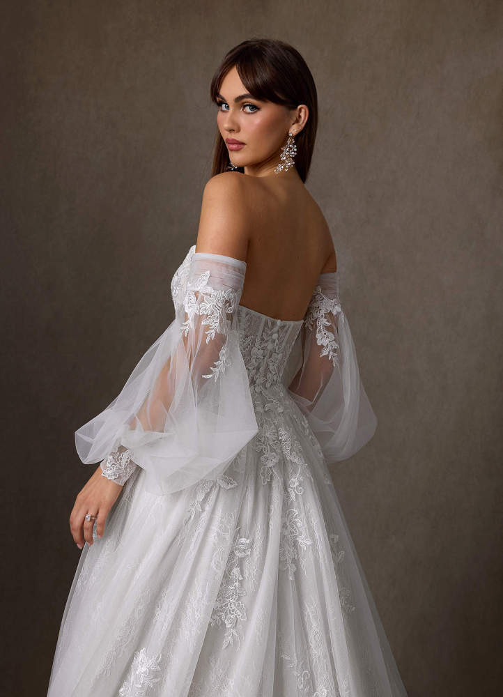 elyessen Elowyn Two-Piece Diamond White Ball-Gown Strapless Lace Dress