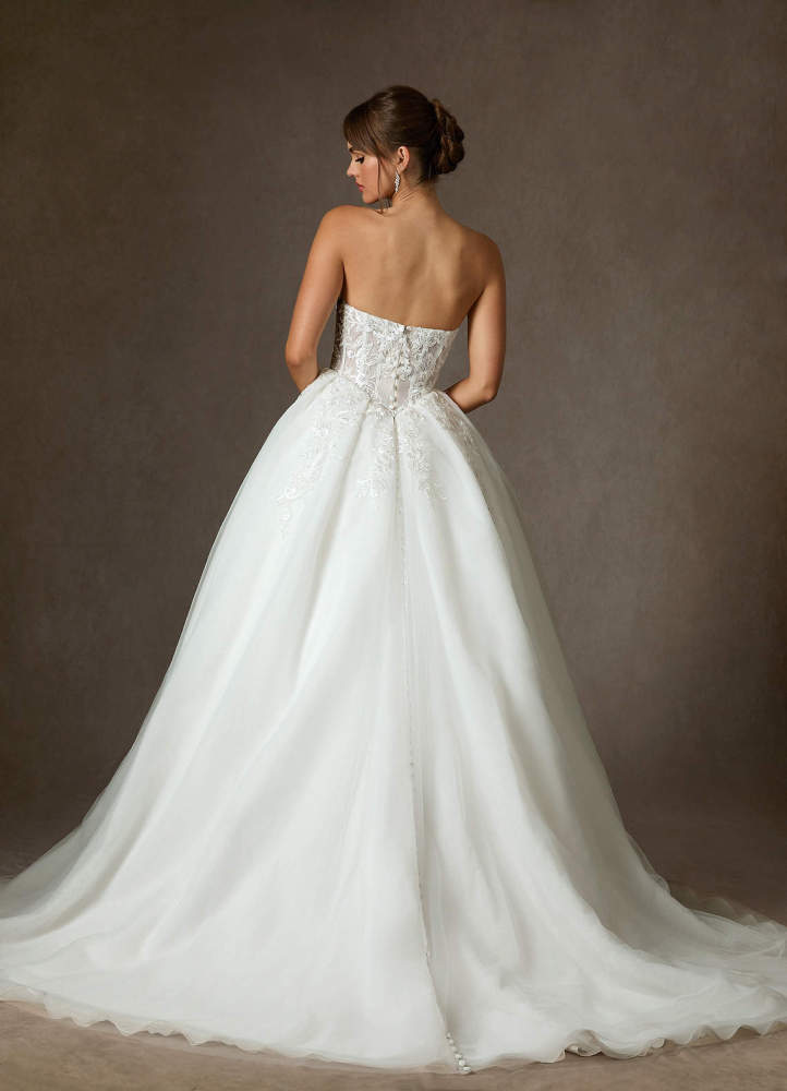 elyessen Ainsley Diamond White Ball-Gown Strapless Lace Dress