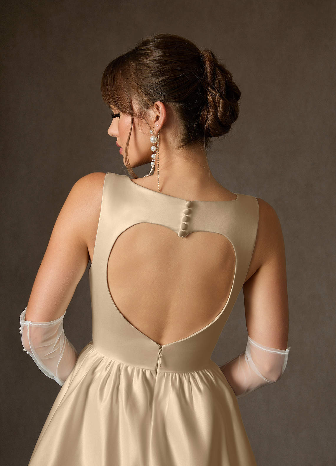 elyessen Blossom Diamond White A-Line with Pockets Satin Dress
