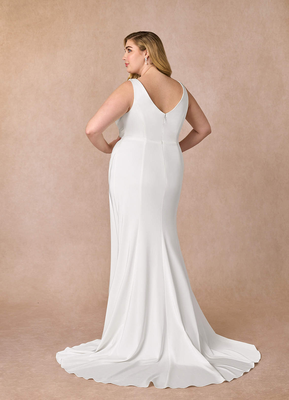 elyessen Daira Diamond White Mermaid Scoop Pleated Crepe Back Satin Dress