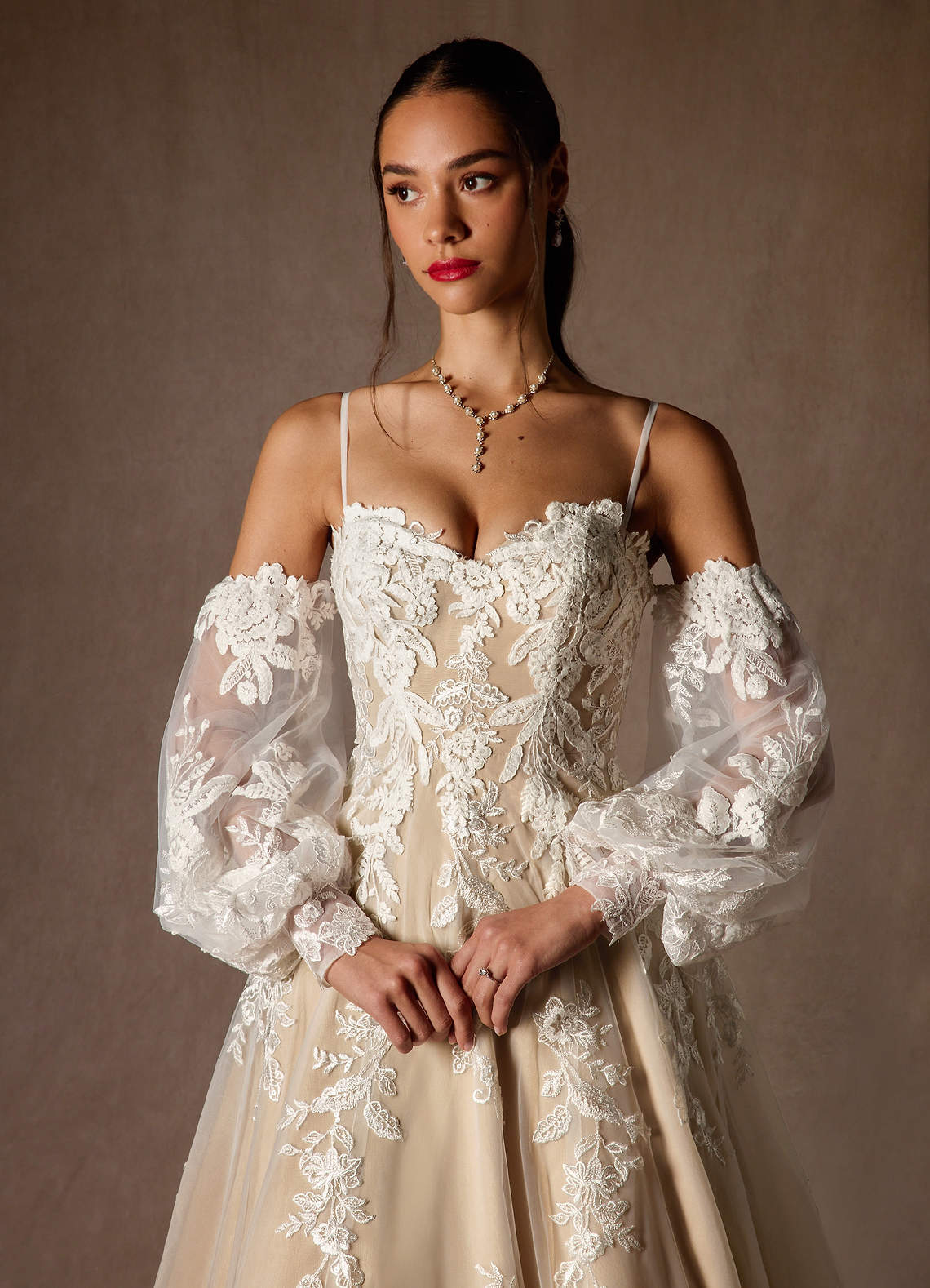 elyessen  Diamond White Ball-Gown Strapless Lace Dress