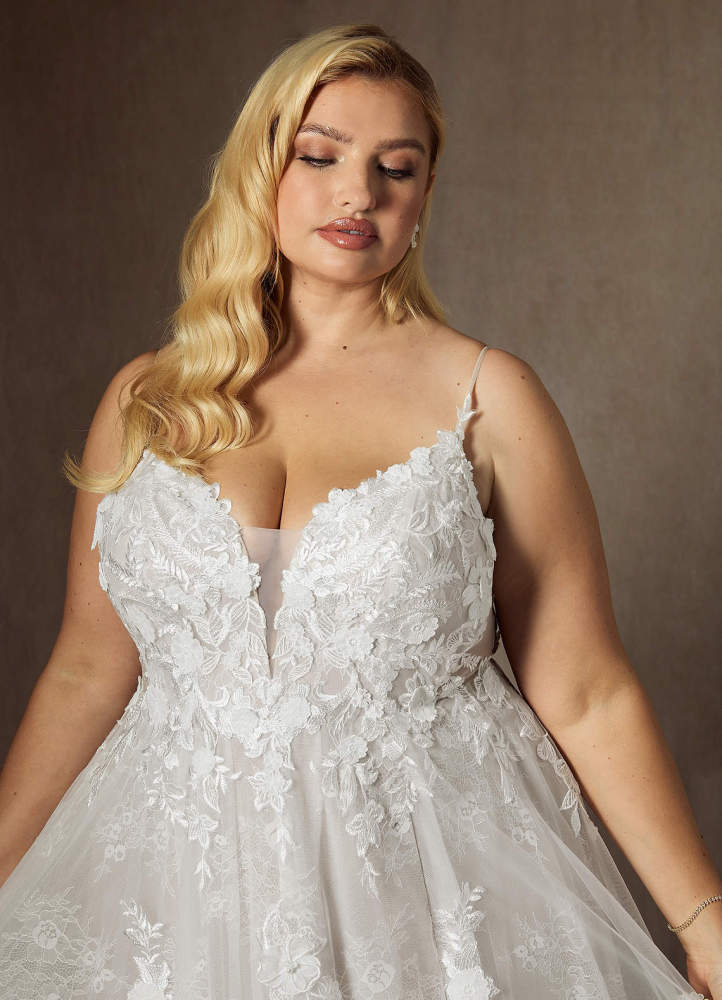 elyessen  Diamond White A-Line Lace Tulle Dress