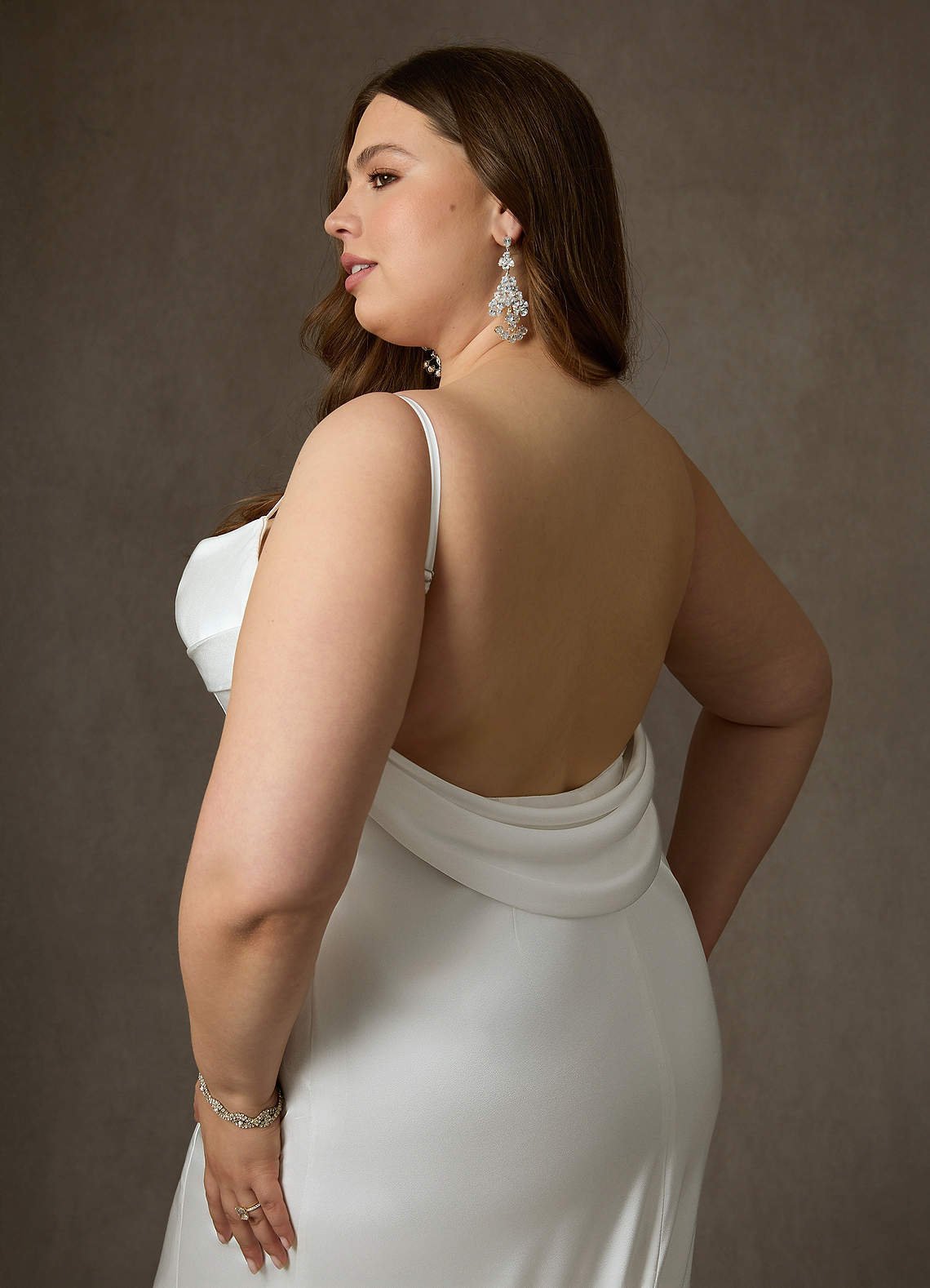 elyessen Eliora Stretch Diamond White Fit and Flare Stretch Satin Dress
