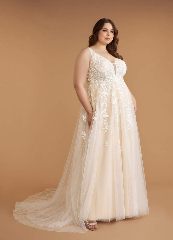 elyessen  Free pannier Diamond White A-Line V-Neck Sequins Tulle Dress