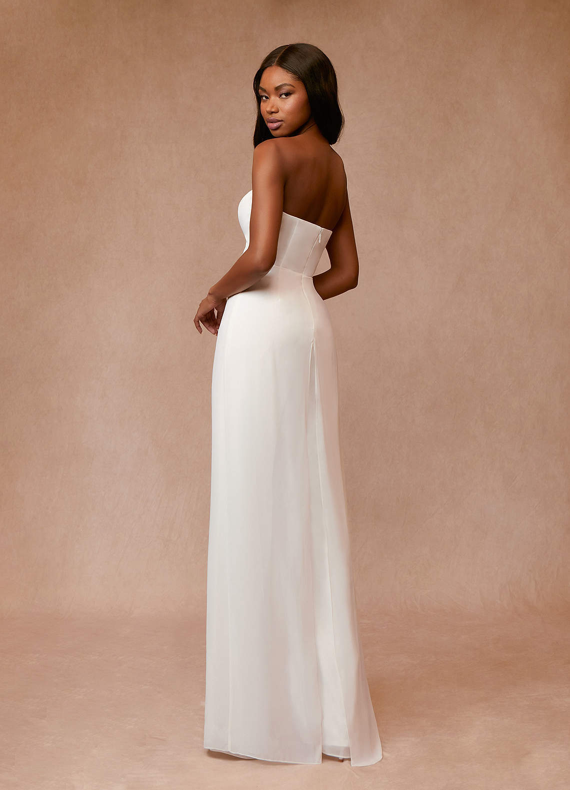 elyessen Tamara Diamond White Pant Styles Strapless Chiffon Dress