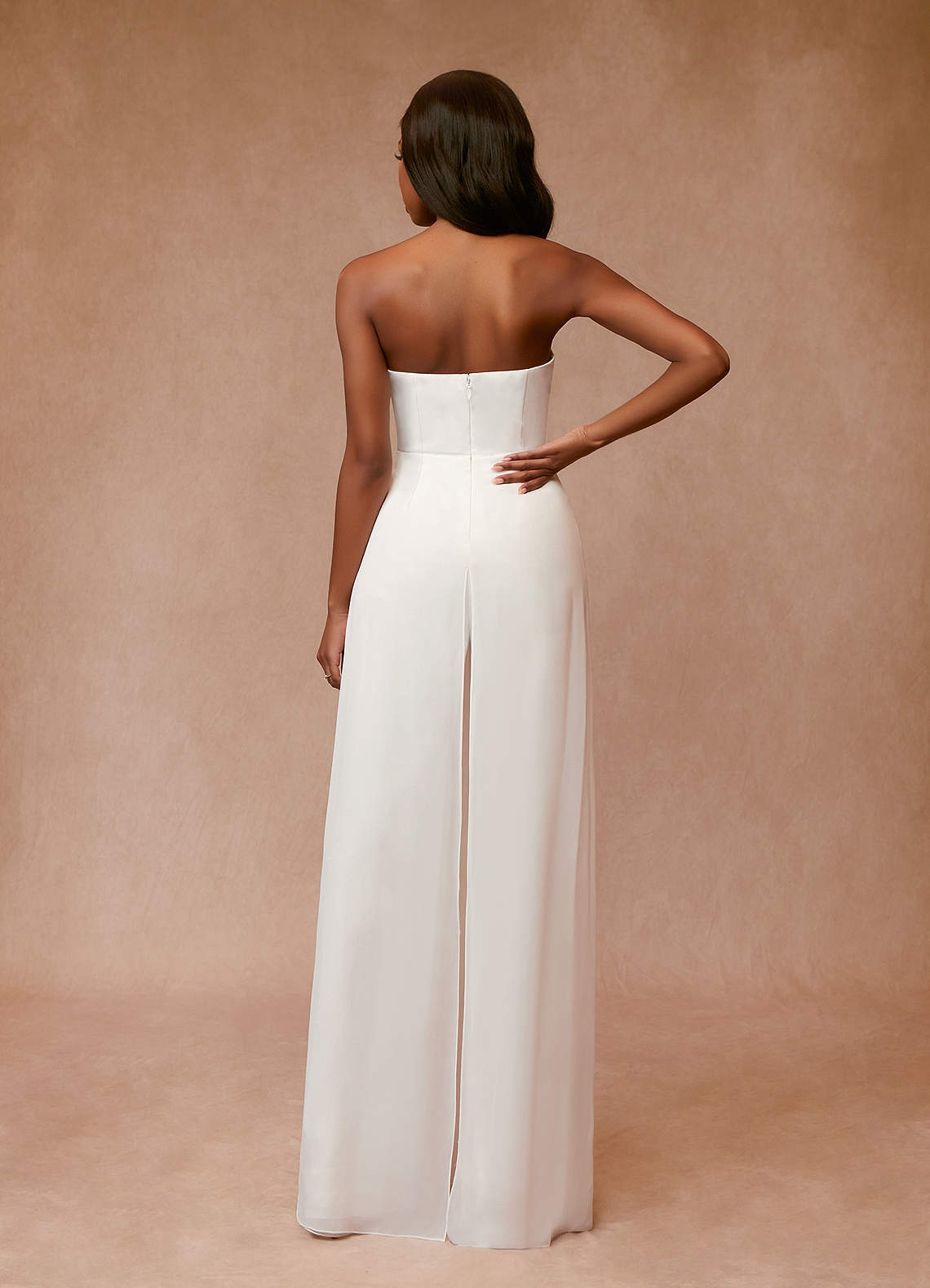 elyessen Tamara Diamond White Pant Styles Strapless Chiffon Dress