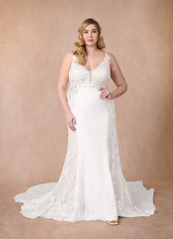 elyessen Estephanie Stretch Diamond White Mermaid Sequins Stretch Crepe Dress