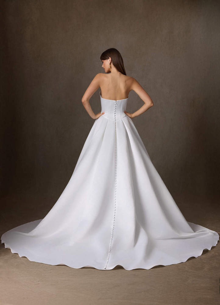 elyessen Constantina Diamond White A-Line Strapless Satin Dress