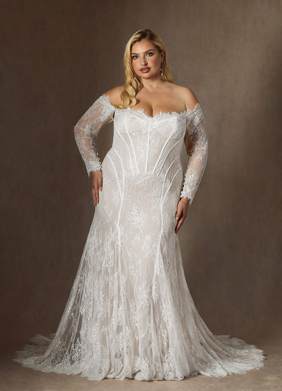 elyessen Katherine Diamond White Mermaid Off the Shoulder Tulle Dress