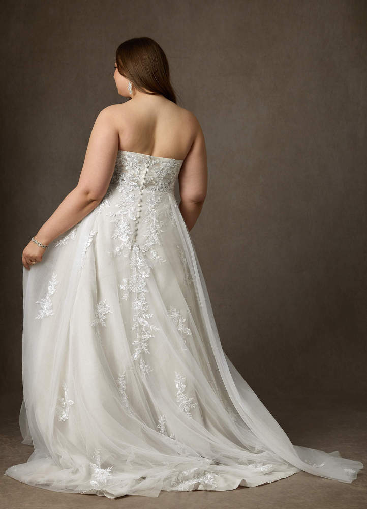 elyessen Keri Diamond White Ball-Gown Strapless Lace Dress