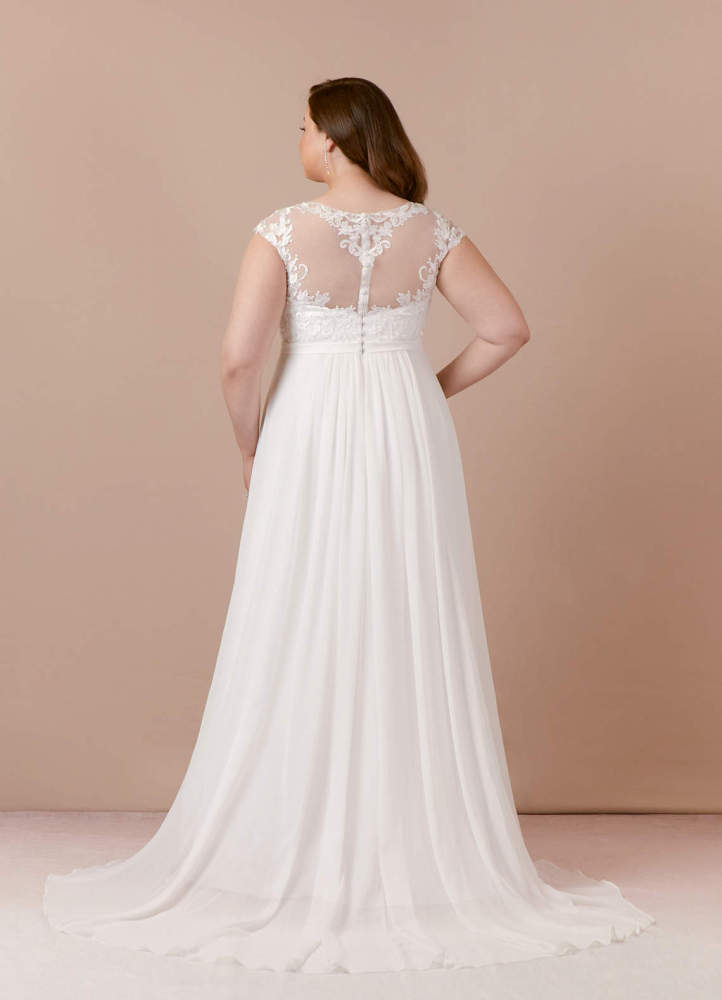 elyessen Brynslee Diamond White A-Line Scoop Sequins Chiffon Dress