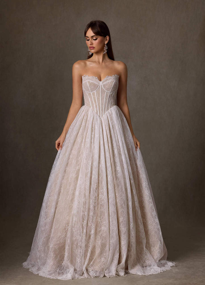 elyessen  Diamond White A-Line Sweetheart Neckline Lace Dress